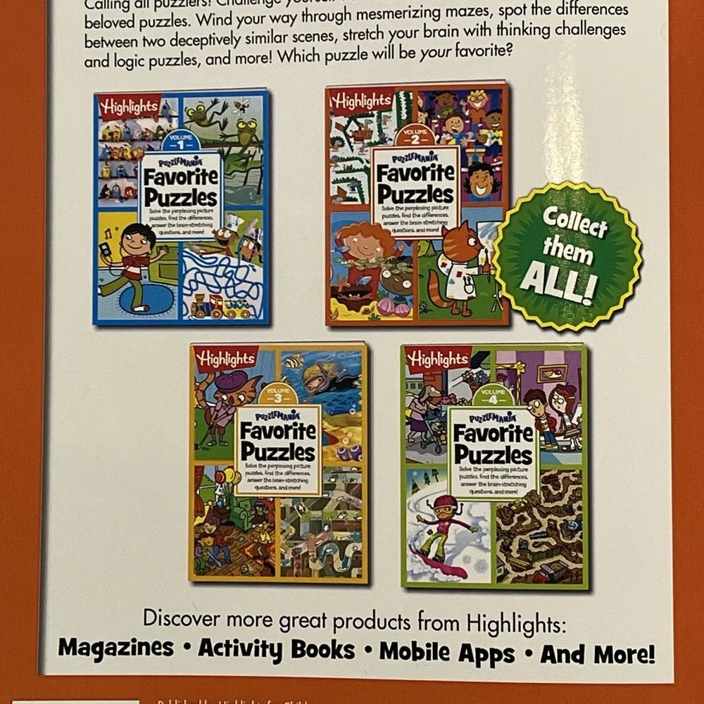 NEW Highlights FAVORITE PUZZLES Activity Books Lot of 3 Hidden Pictures 2015-16